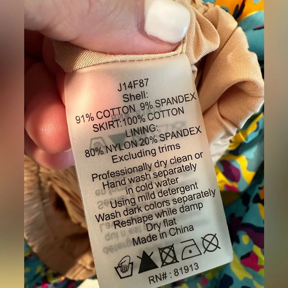 ANTHROPOLOGIE Plenty Tracy Reese Wrap V-Neck Bubble Dress SM Blue Motif MONET - Picture 9 of 16